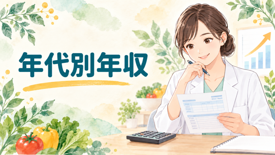 管理栄養士の年代別年収を解説するアイキャッチ画像