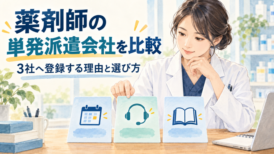 3社の単発派遣サービスを比較する病院薬剤師